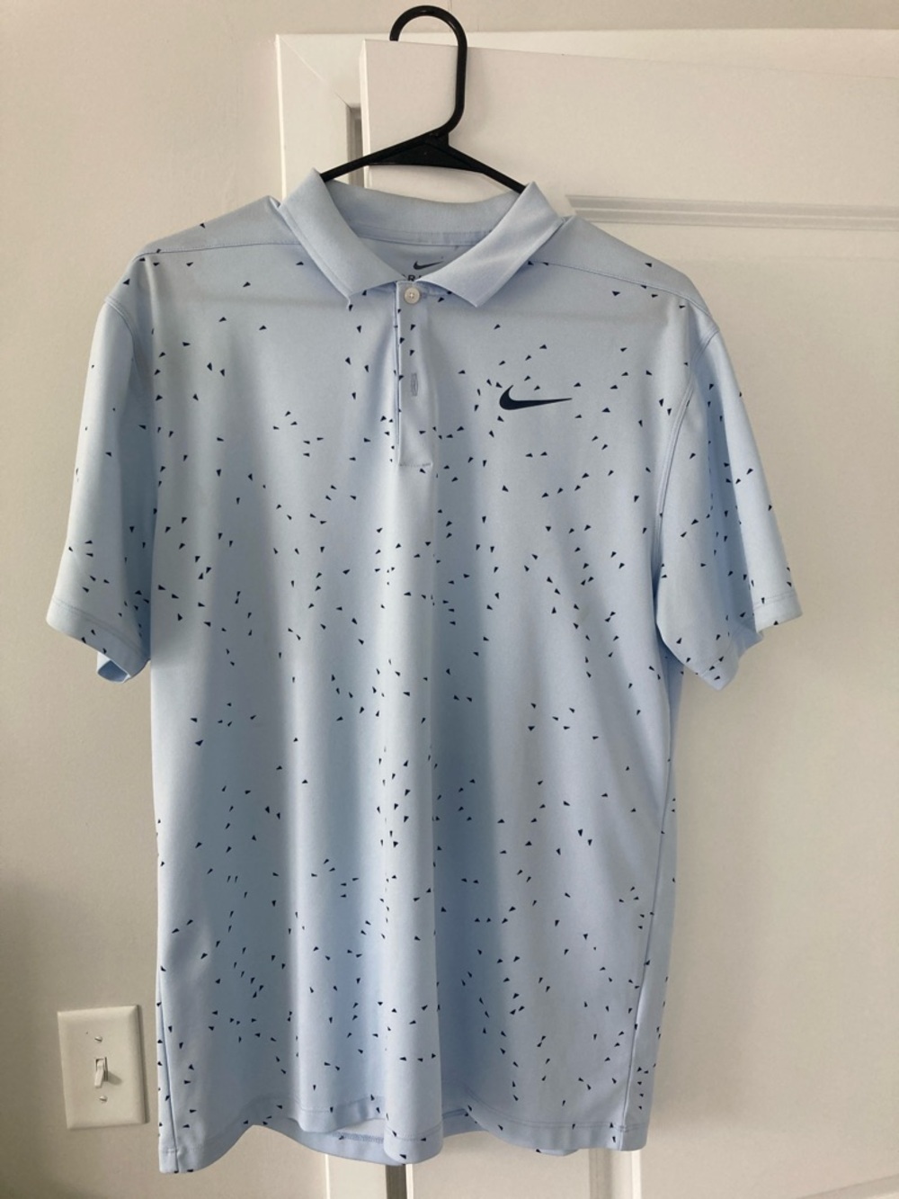 Nike Light Blue Polo with Navy Speckle Print